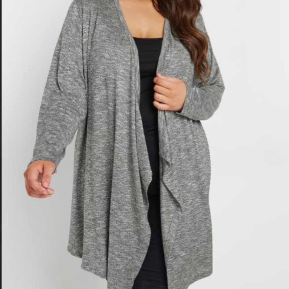 Roaman's Heather Gray Drape Cardigan